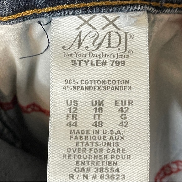 NYDJ Premium Denim Cropped Stretch Jeans Size 12 Blue Rivet Accents - Picture 7 of 7
